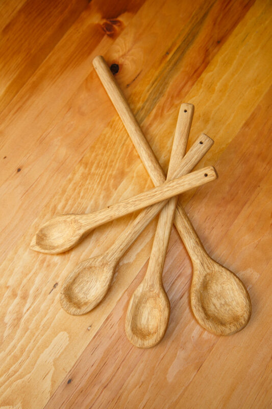 wooden spoons carved out of pieces of a broken desk Eco-friendly studio-made spoons made from repurposed beech wood. Carved spoons of different sizes made by an independent Appalachain maker.