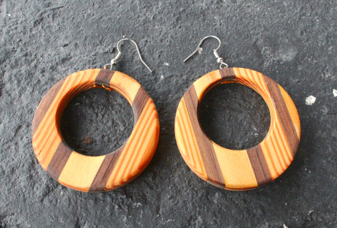 earrings made from strips of leftover scraps