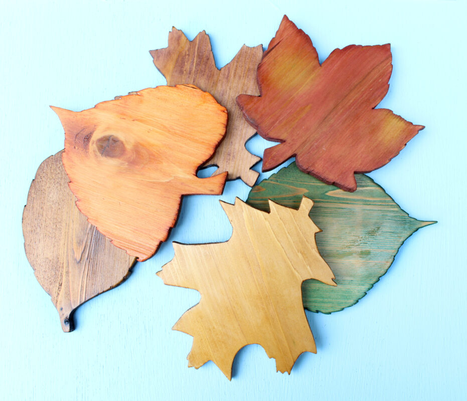 leaf coasters made from deconstructed drawer sides