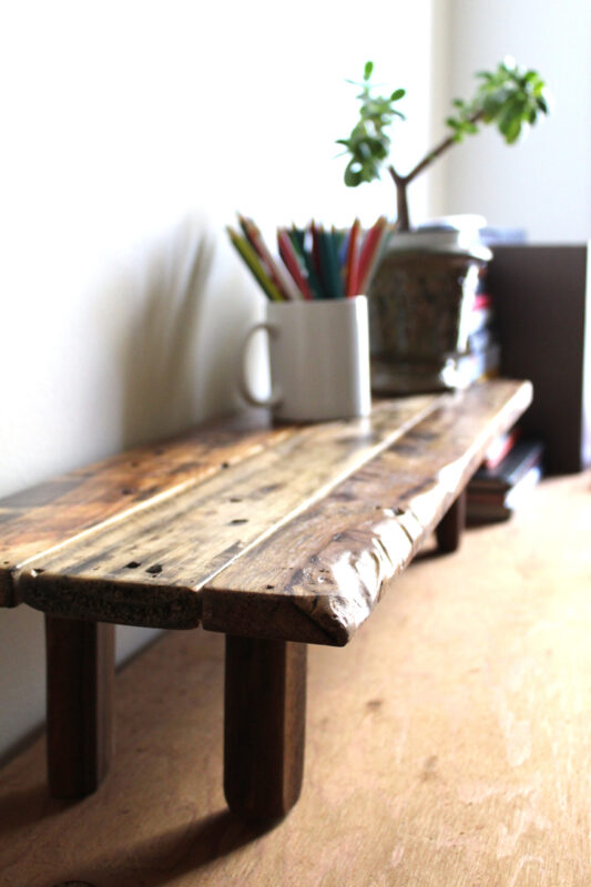 tabletop shelf made from deconstructed pallets